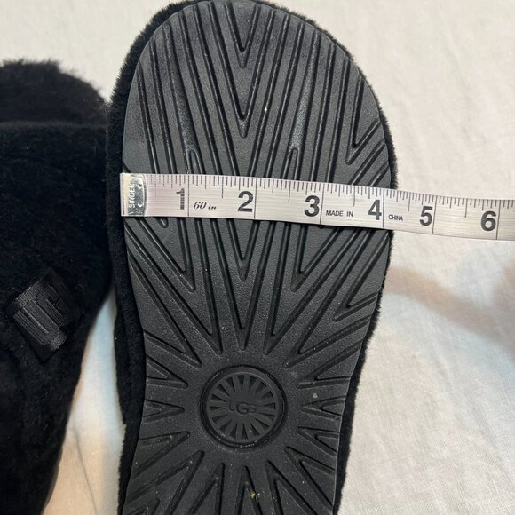 UGG Men’s Fluff Slippers Black Size 8 – Cozy Plush Open-Toe House Shoes - Picture 6 of 8